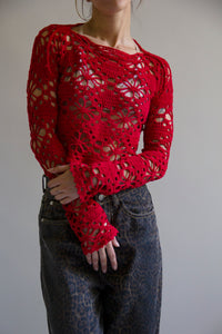 Flora shirt long sleeve roja